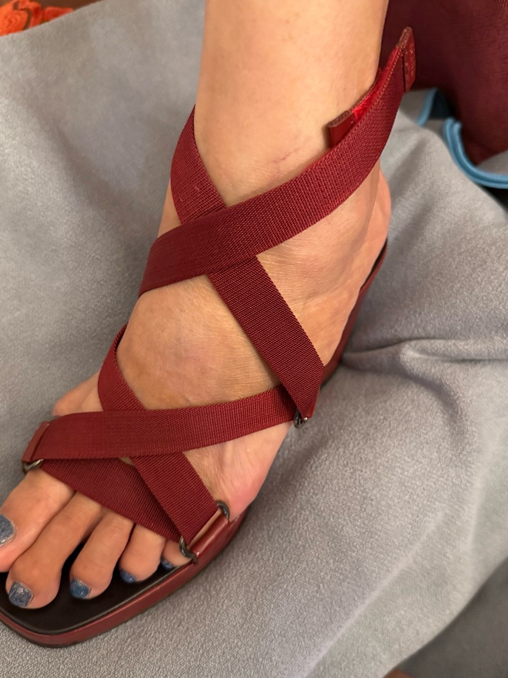 Gucci Burgundy Crisscross Strap Slide Sandals #Y2k - Picture 2 of 6